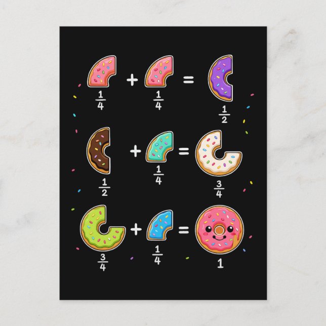 Doughnut Fractions Learning Math Humour Postcard (Front)