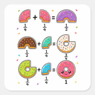 Doughnut Fractions Learning Math Humour Square Sticker