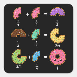 Doughnut Fractions Learning Math Humour Square Sticker