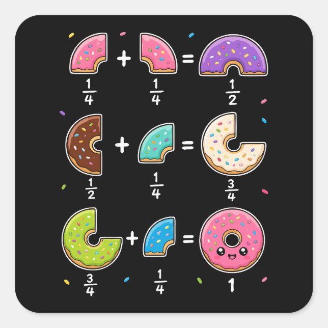 Doughnut Fractions Learning Math Humour Square Sticker (Front)