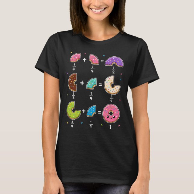 Doughnut Fractions Learning Math Humour T-Shirt (Front)