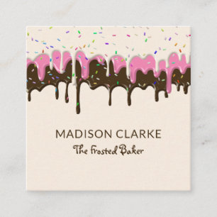 Doughnut Frosting Sprinkles Baker Bakery Square Business Card