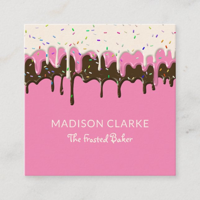Doughnut Frosting Sprinkles Baker Bakery Square Business Card (Front)
