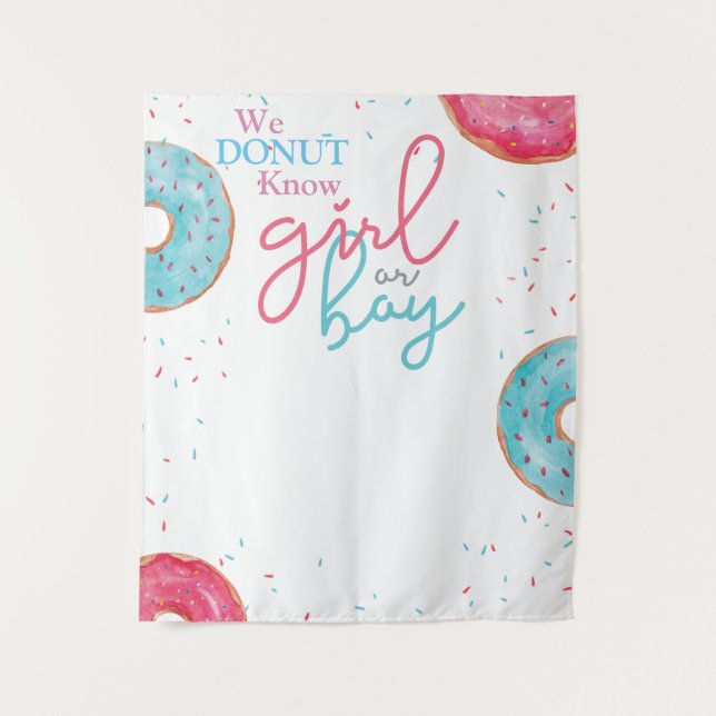 Doughnut Gender Reveal Backdrop/Tapestry Tapestry (Front)