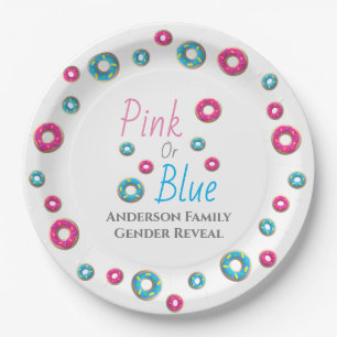 Doughnut Gender Reveal Paper Plate