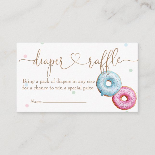 Doughnut Gender Reveal Party Diaper Raffle Enclosure Card (Front)