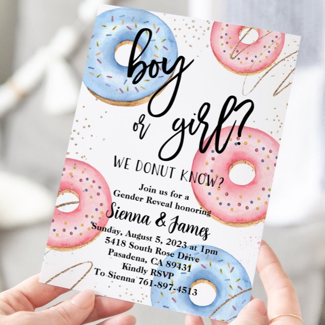 Doughnut Gender Reveal, We Doughnut Know, Pink Or  Invitation (Creator Uploaded)