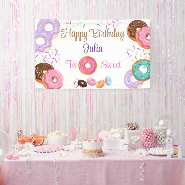Doughnut girl 2nd birthday banner (Party)