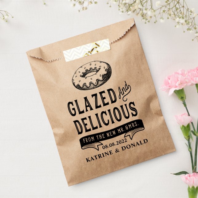 Doughnut Glazed and Delicious Rustic Shower Weddin Favour Bag (Sealed)