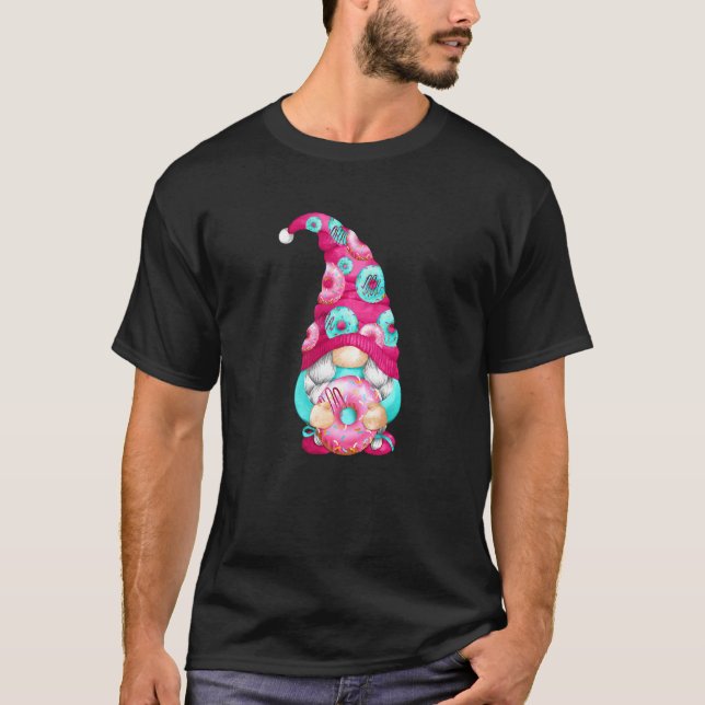 Doughnut Gnome With Cute Pattern For Gardener And  T-Shirt (Front)