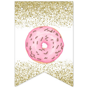 Doughnut Gold Sprinkles Happy Birthday Banner