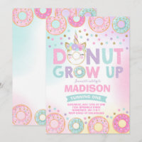 Doughnut Grow Up Birthday Invitation Doughnut & Un
