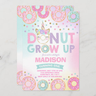 Doughnut Grow Up Birthday Invitation Doughnut & Un
