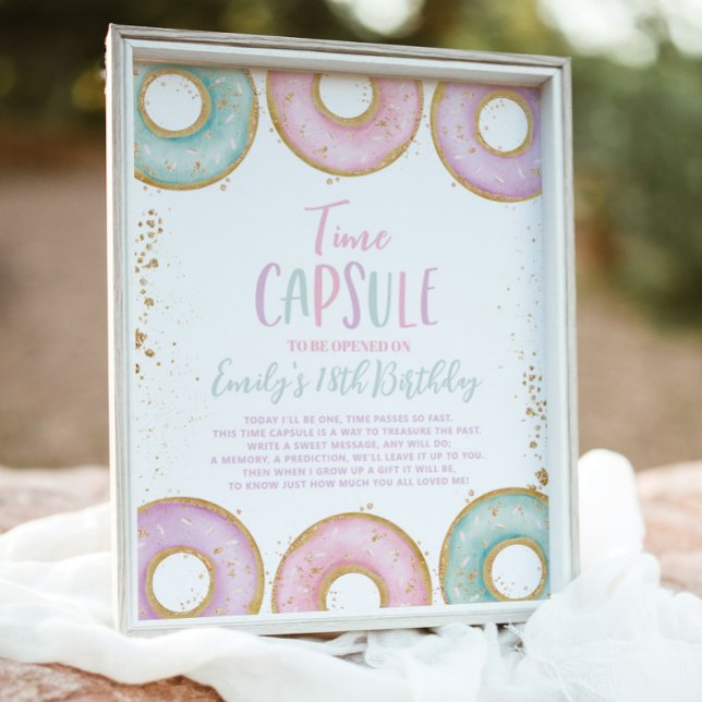 Doughnut Grow Up Birthday Time Capsule Poster Aqua (Creator Uploaded)