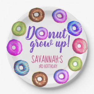 Doughnut Grow Up Doughnut Personalized Birthday Pa Paper Plate