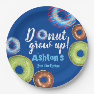 Doughnut Grow Up Doughnut Personalized Birthday Pa Paper Plate