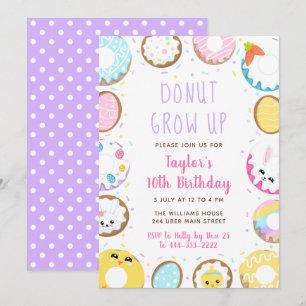 Doughnut Grow up Easter Birthday Party Invitation