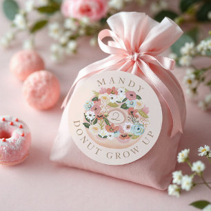 Doughnut Grow Up Floral Blossom Doughnut Birthday Classic Round Sticker