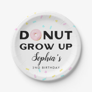 Doughnut Grow Up Fun Birthday Party Paper Plate