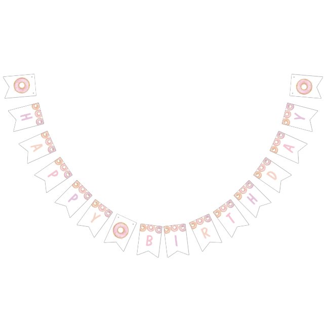 Doughnut Grow Up Happy Birthday Party Bunting Bann Bunting Flags (All)