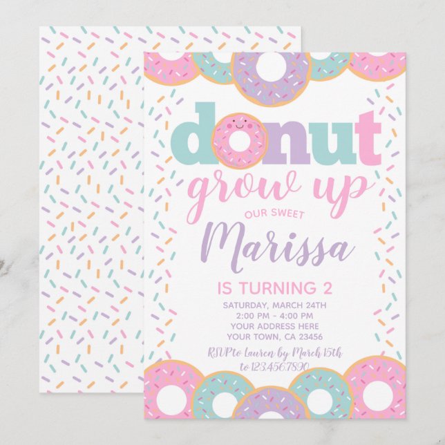 Doughnut Grow Up Invitation (Front/Back)