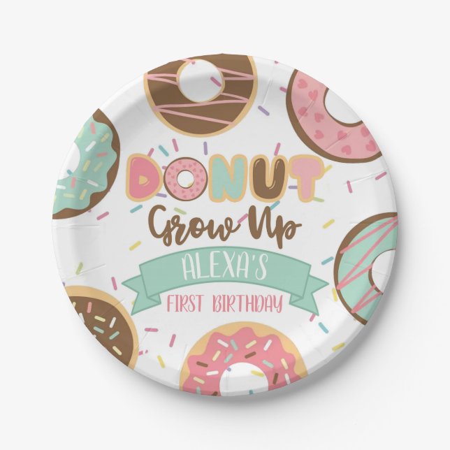 Doughnut Grow Up Paper Plate - Customizable (Front)