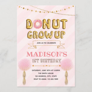 Doughnut grow up party invitation