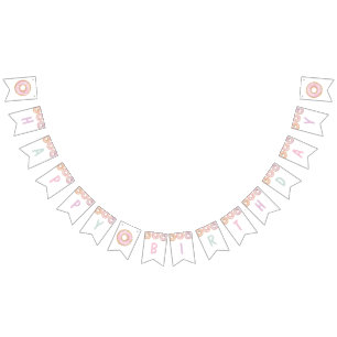 Doughnut Happy Birthday Bunting Banner Aqua