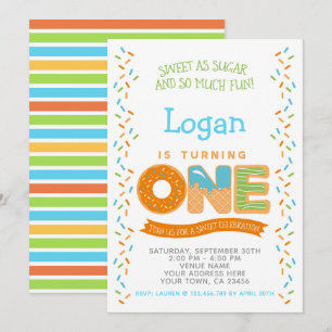 Doughnut Ice cream Cookie, Sweets Birthday Invitat Invitation