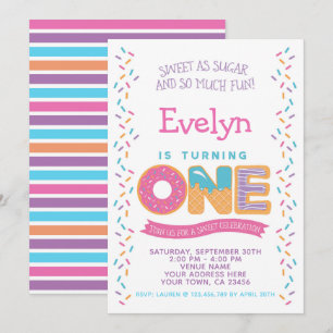 Doughnut Ice cream Cookie, Sweets Birthday Invitat Invitation