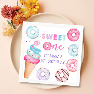 Doughnut Ice Cream Sweet One Birthday Party Napkin