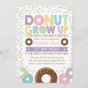 Doughnut Invitation Doughnut Birthday Party Pink