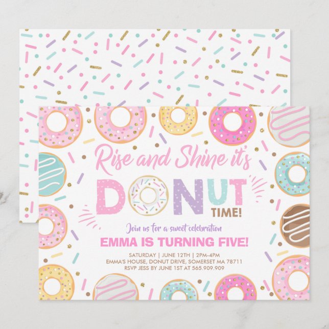 Doughnut Invitation Rise And Shine It's Doughnut T (Front/Back)