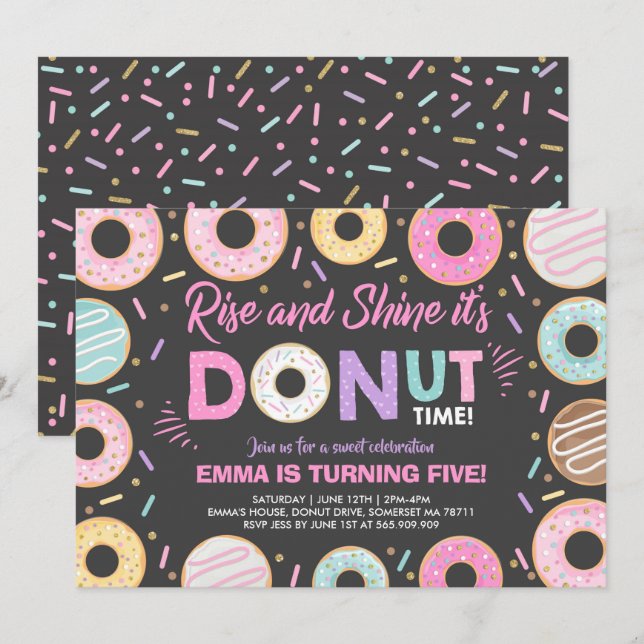 Doughnut Invitation Rise And Shine It's Doughnut T (Front/Back)