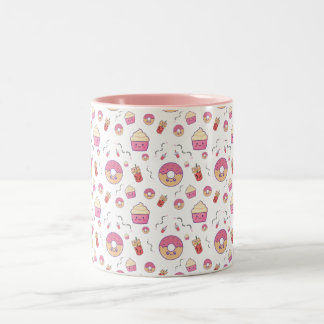Doughnut Kawaii Cute Cupcake Pastel Colour Two-Tone Coffee Mug