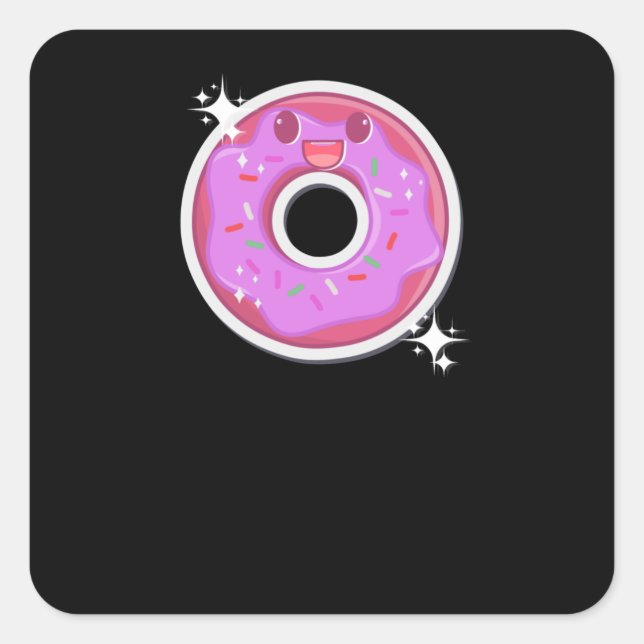 Doughnut Kawaii Food Square Sticker (Front)