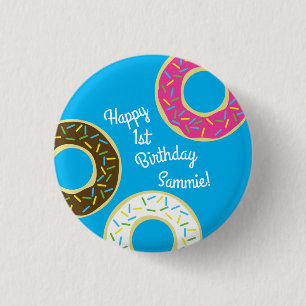 Doughnut Kid's Birthday Party Cute 1 Inch Round Button