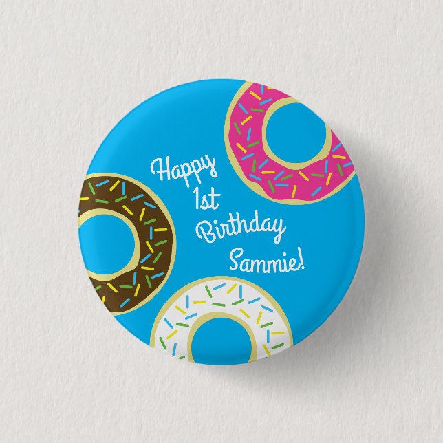 Doughnut Kid's Birthday Party Cute 1 Inch Round Button (Front)