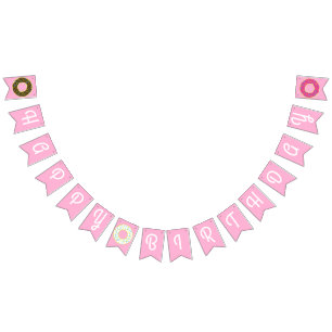 Doughnut Kid's Birthday Party Cute Bunting Flags