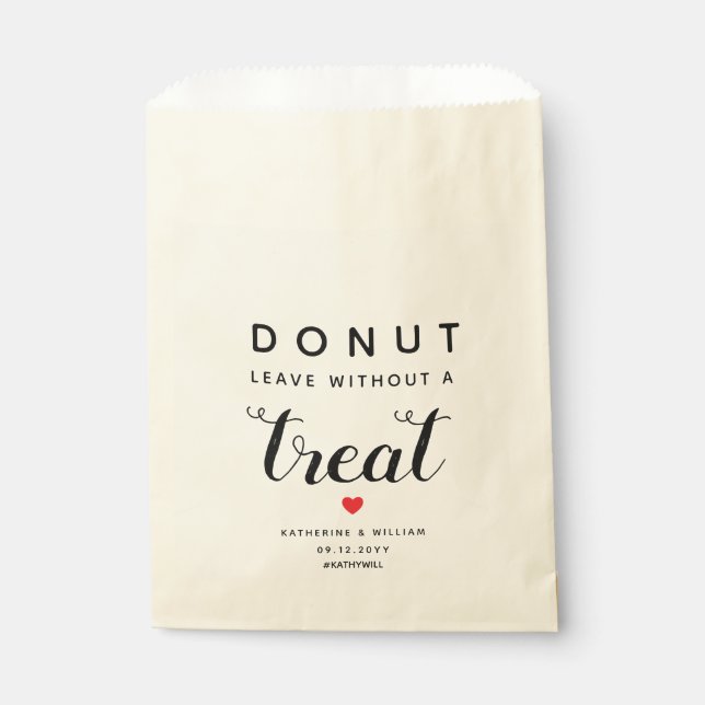 Doughnut Leave Without a Treat Wedding Snack Favour Bag (Front)