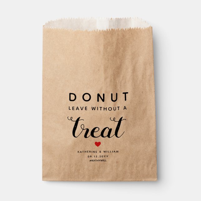 Doughnut Leave Without a Treat Wedding Snack Favour Bag (Front)
