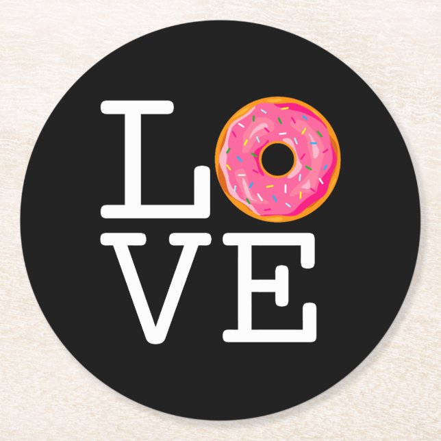 Doughnut Love Round Paper Coaster (Front)