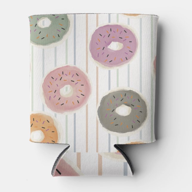 Doughnut Lover’s Pattern – Pastel Sprinkles & Stri Can Cooler (Front)