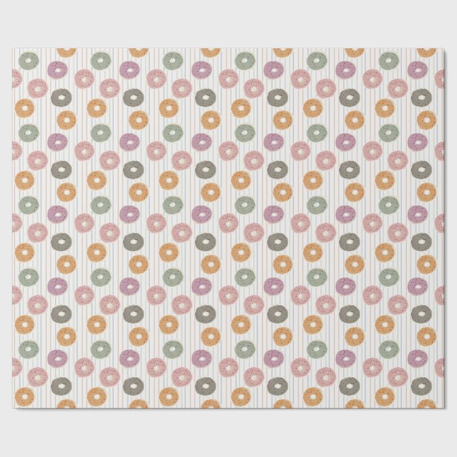 Doughnut Lover’s Pattern – Pastel Sprinkles & Stri Wrapping Paper (Seam)