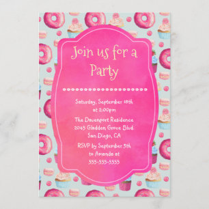 Doughnut Macarons And Cupcake Generic Party Invite