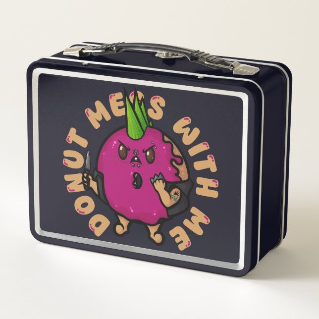 Doughnut Mess With Me Metal Lunch Box (Back)