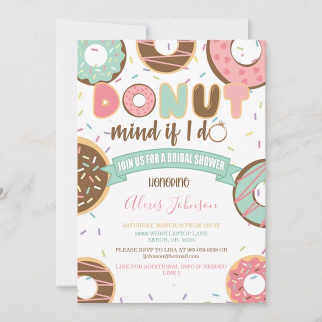 Doughnut Mind If I Do Bridal Shower Invitation (Front)