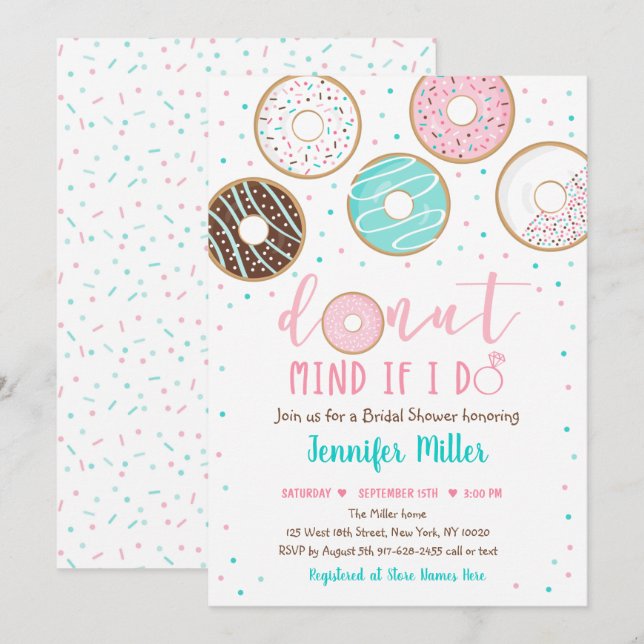 Doughnut Mind If I Do Doughnut Bridal Shower Invitation (Front/Back)