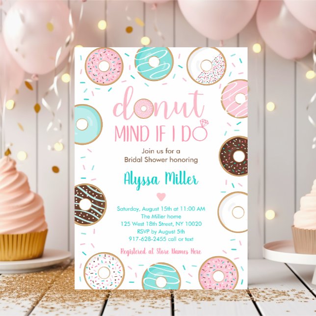 Doughnut Mind If I Do Doughnut Bridal Shower Invitation (Creator Uploaded)