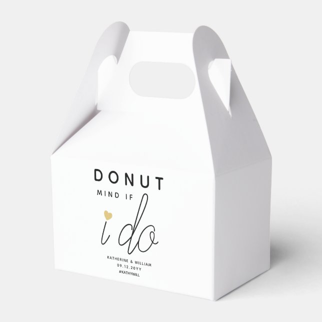 Doughnut Mind If I Do Gold Heart Wedding Favor Box (Front Side)